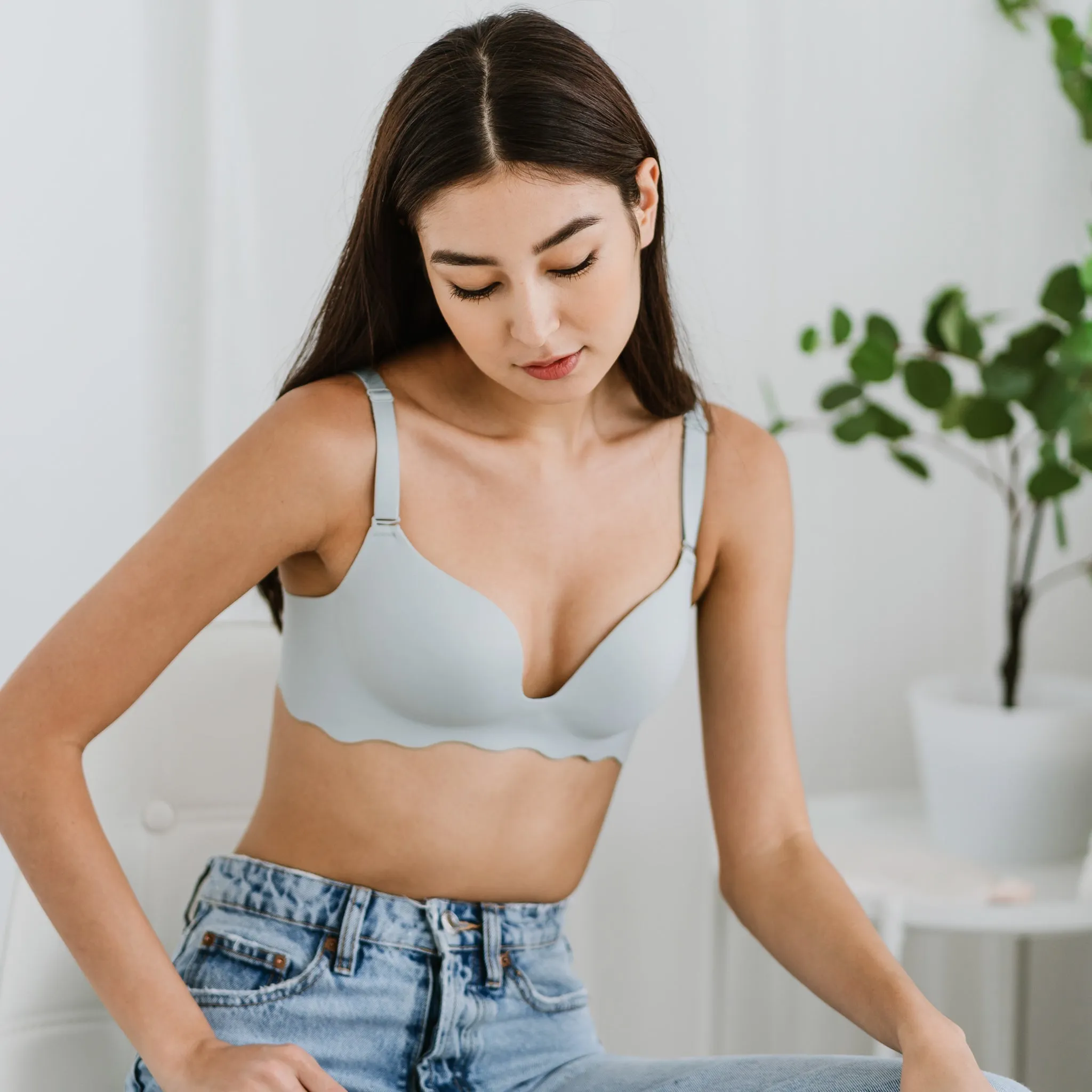 Comfy Sleek! Seamless Push Up Wireless Bra in Seafoam Blue