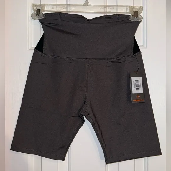 Copper Life Women’s Back Support Shorts in Slate Grey, Copper and Zinc Infused M