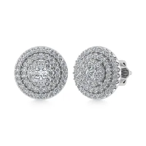 Diamond Double Halo Stud Earrings - 0.88 Carats in 10KT Gold, Try at Home
