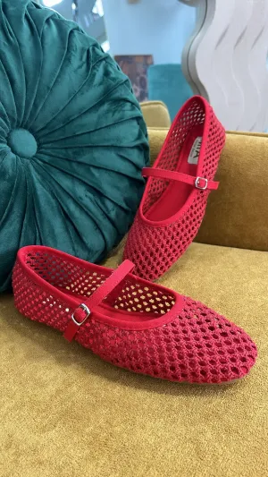 Dorothy Woven Ballet Flats, Red