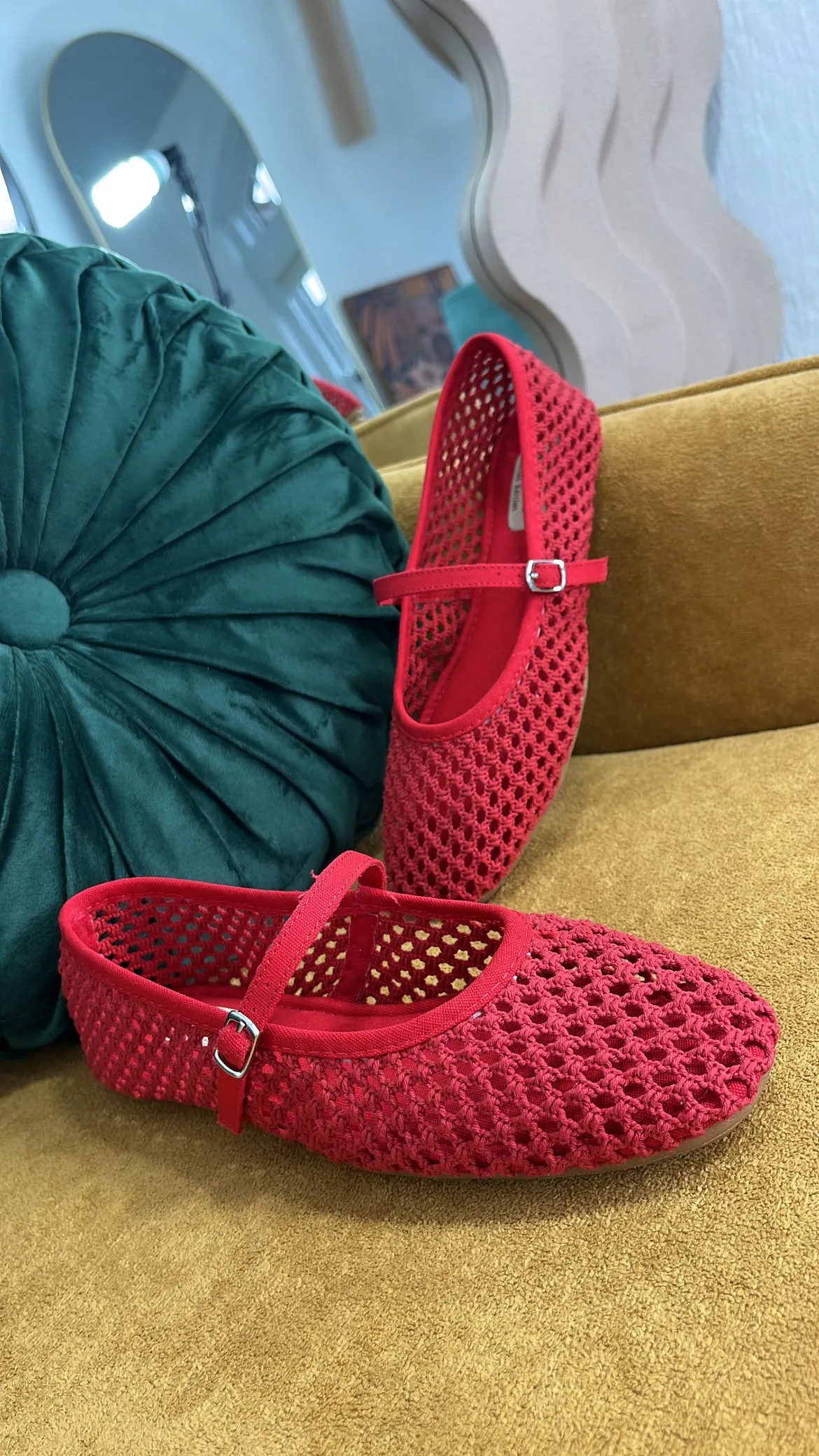 Dorothy Woven Ballet Flats, Red