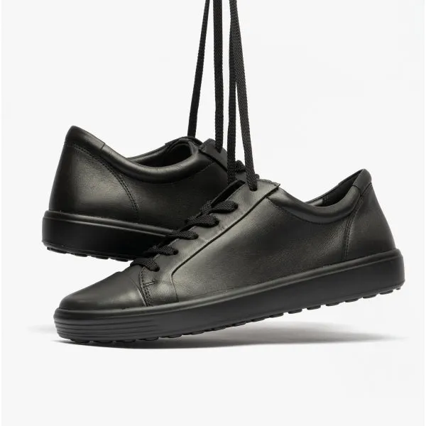 ECCO SOFT 7 Womens Leather Casual Trainers Black