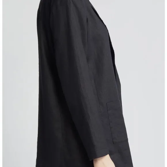 Elieen fisher open blazer organic cotton size petite medium black