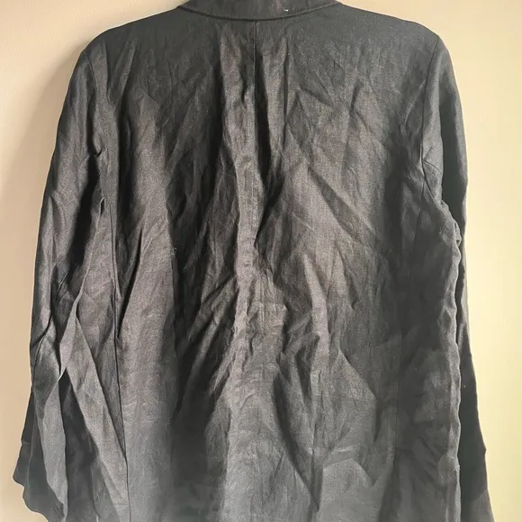 Elieen fisher open blazer organic cotton size petite medium black