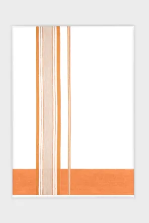 Elite Aabish - Orange Smooth Cotton Double Layered Dhoti With Fancy Borders | Uathayam