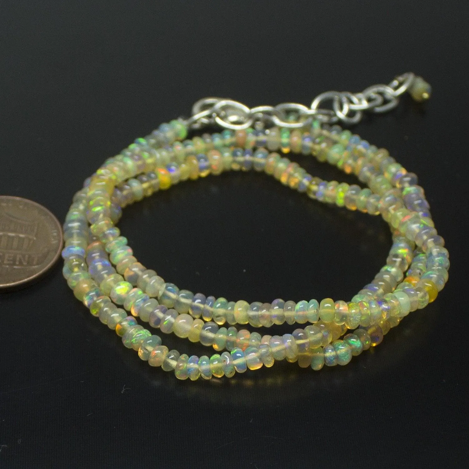 Fire Ethiopian Opal Smooth Rondelle Gemstone Beads 16inches 2.5mm 4mm