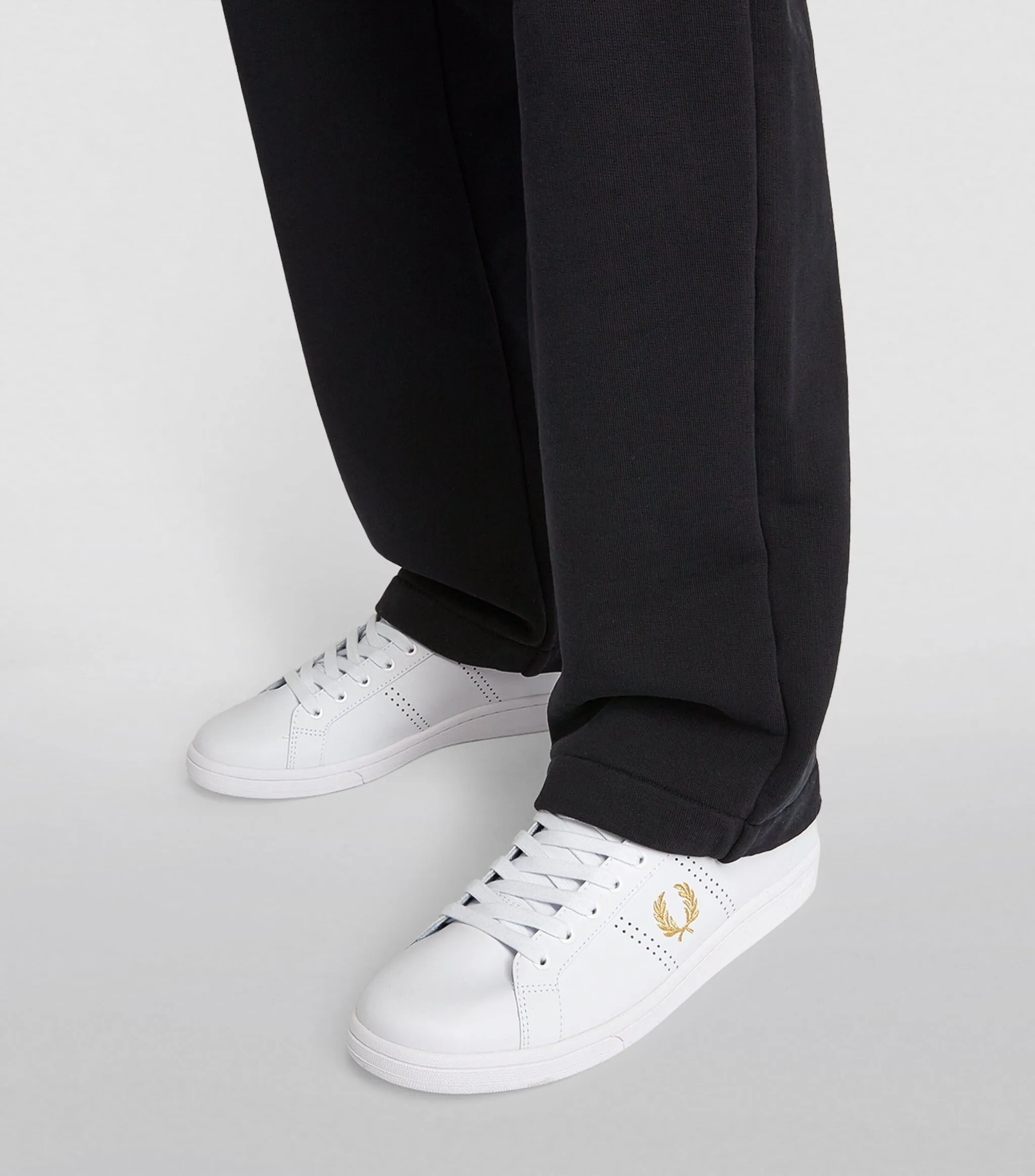 Fred Perry B722 Leather Trainers White Gold