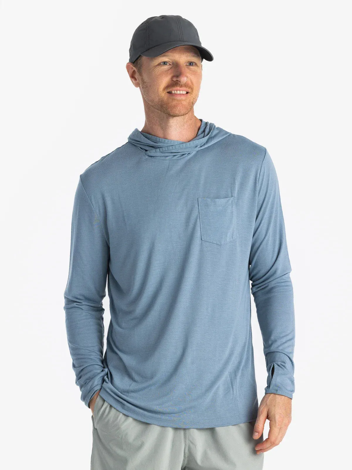 Free Fly Men's Bamboo Lightweight Hoodie in Blue Fog