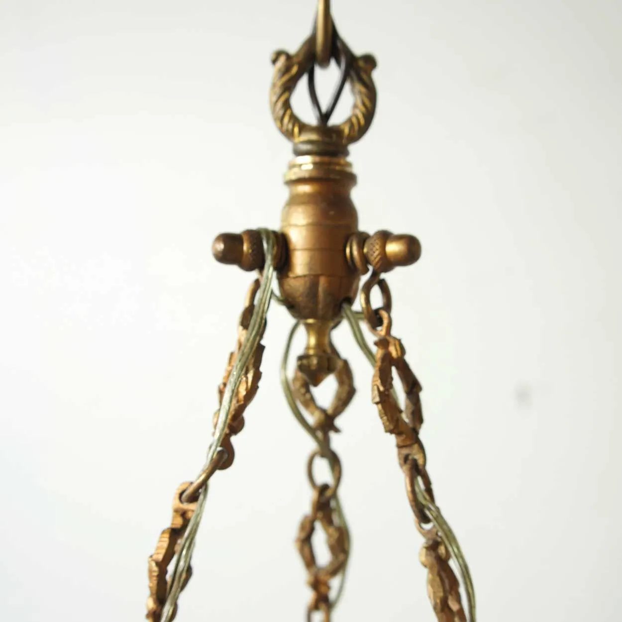 French Schneider Art Glass Bowl Hanging Pendant Light