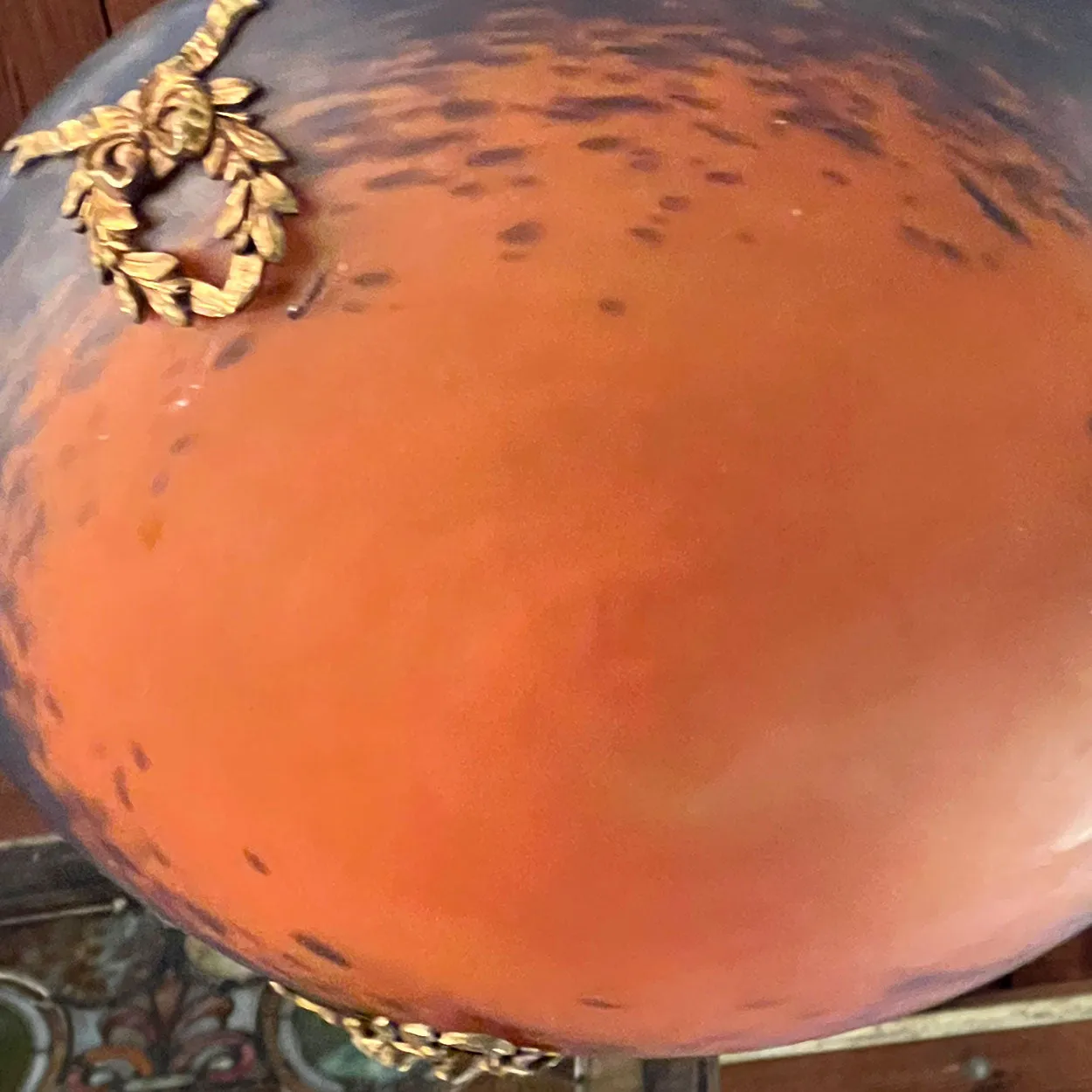 French Schneider Art Glass Bowl Hanging Pendant Light