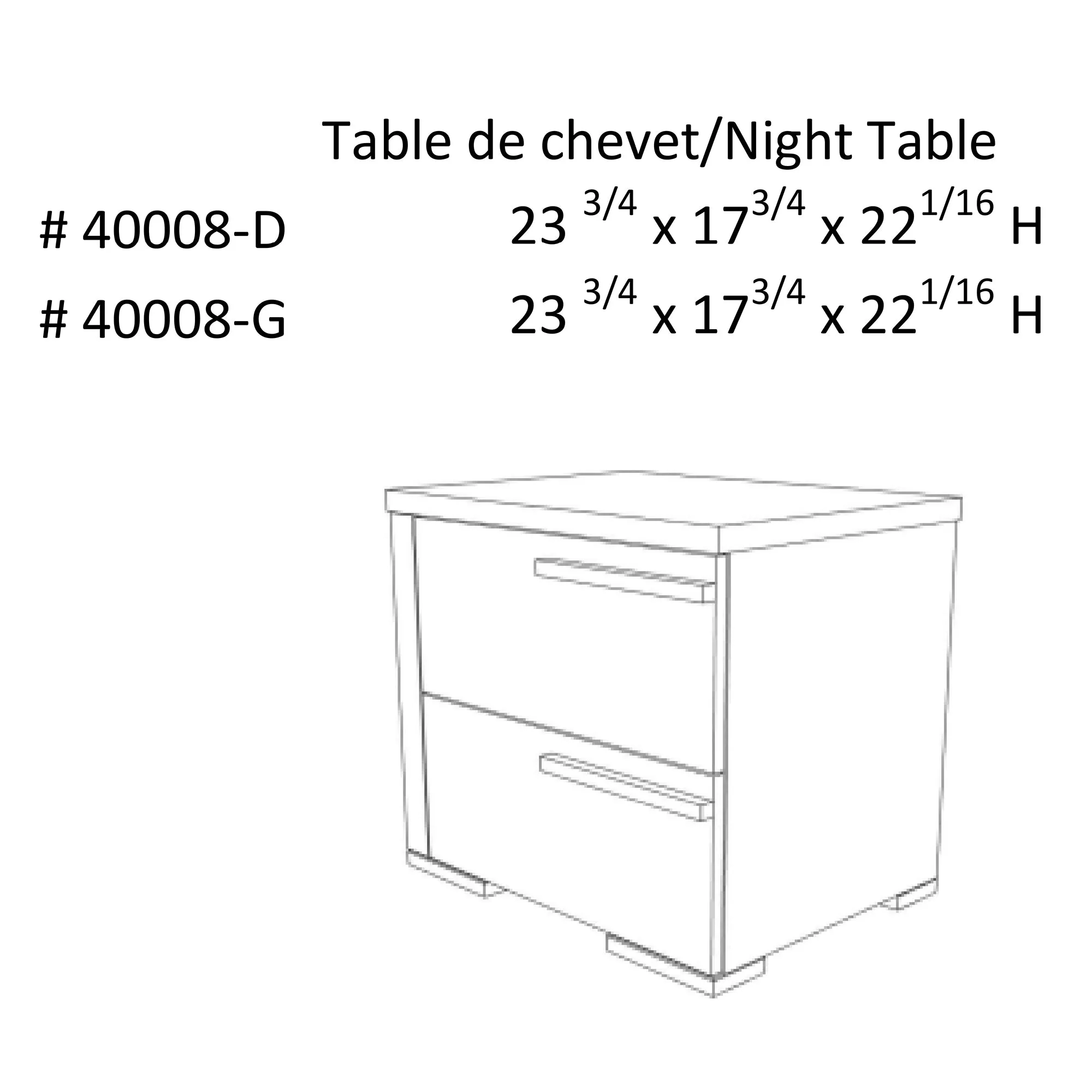 Gabriella left 2 drawer night table storage home decor, light grey