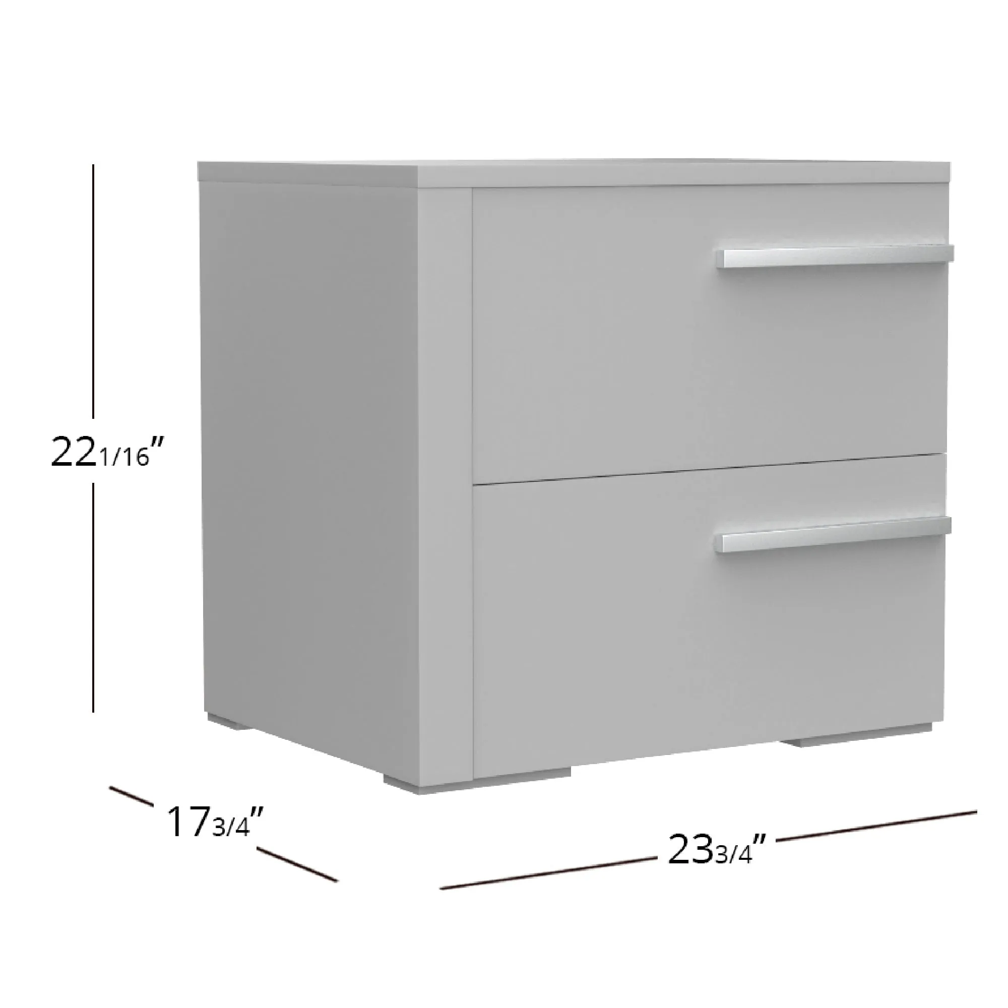 Gabriella left 2 drawer night table storage home decor, light grey