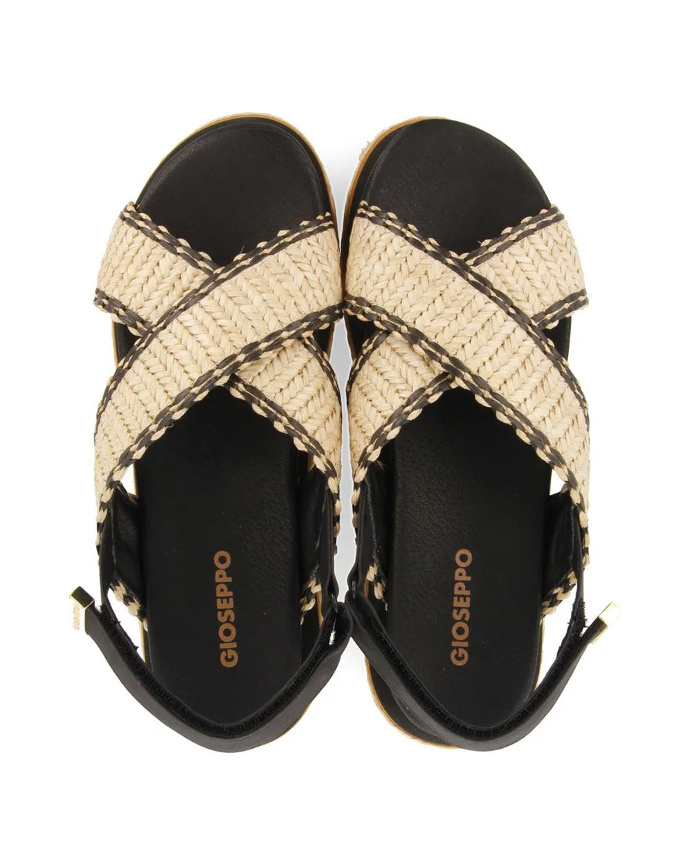 Gioseppo 71052 Odrie Black Low Wedge Sandal