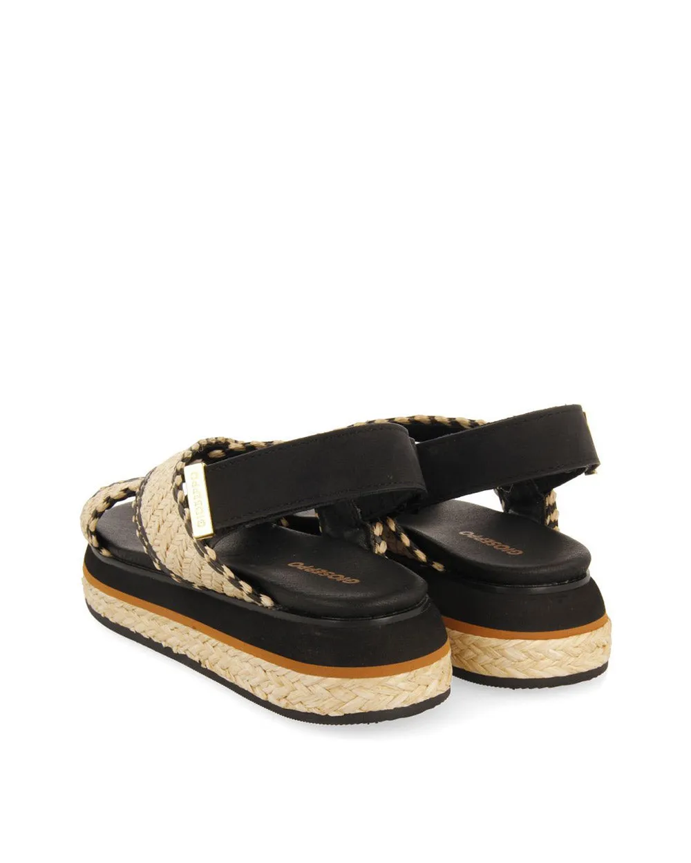 Gioseppo 71052 Odrie Black Low Wedge Sandal
