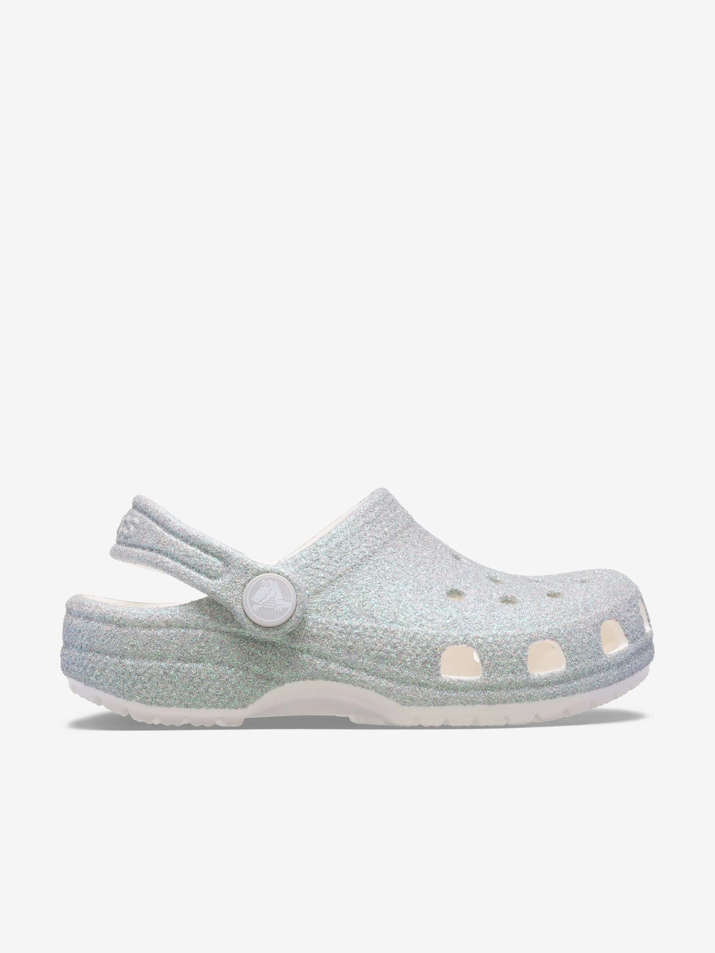 Girls Classic Iridescent Glitter Clog in White