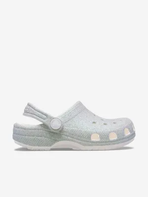 Girls Classic Iridescent Glitter Clog in White