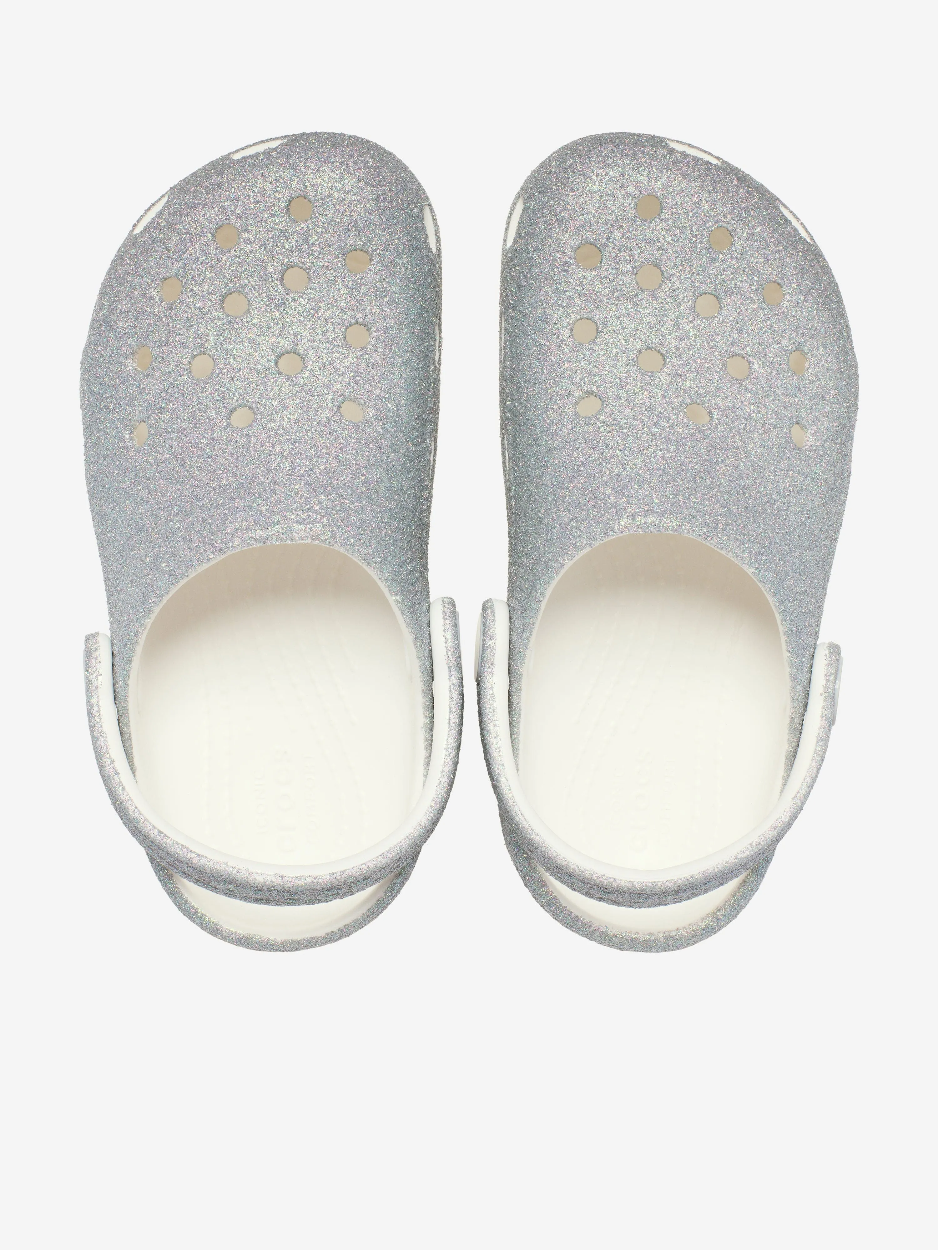 Girls Classic Iridescent Glitter Clog in White
