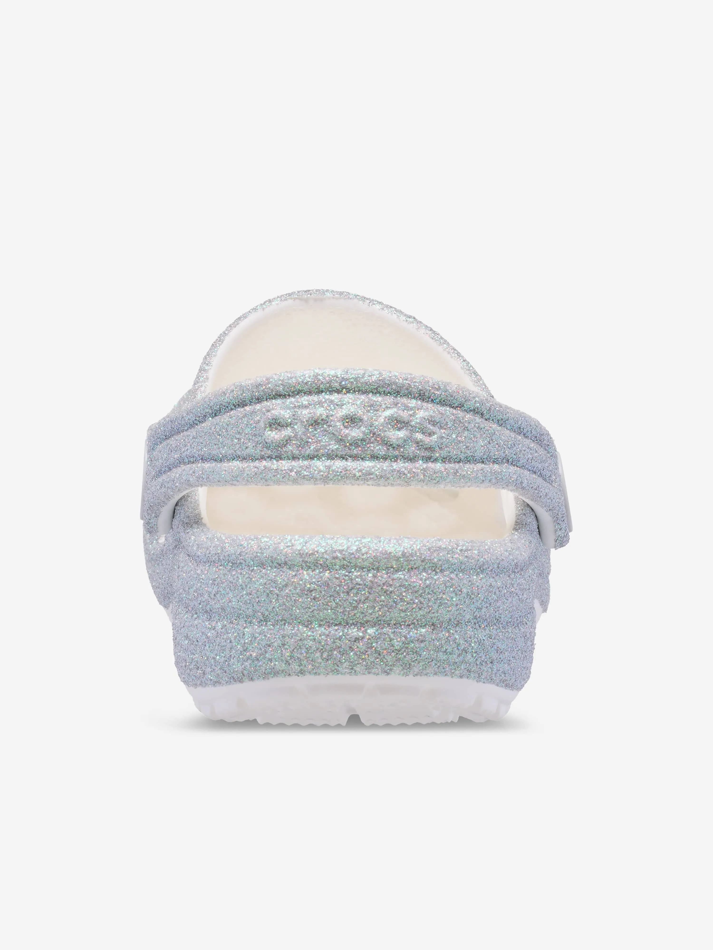 Girls Classic Iridescent Glitter Clog in White