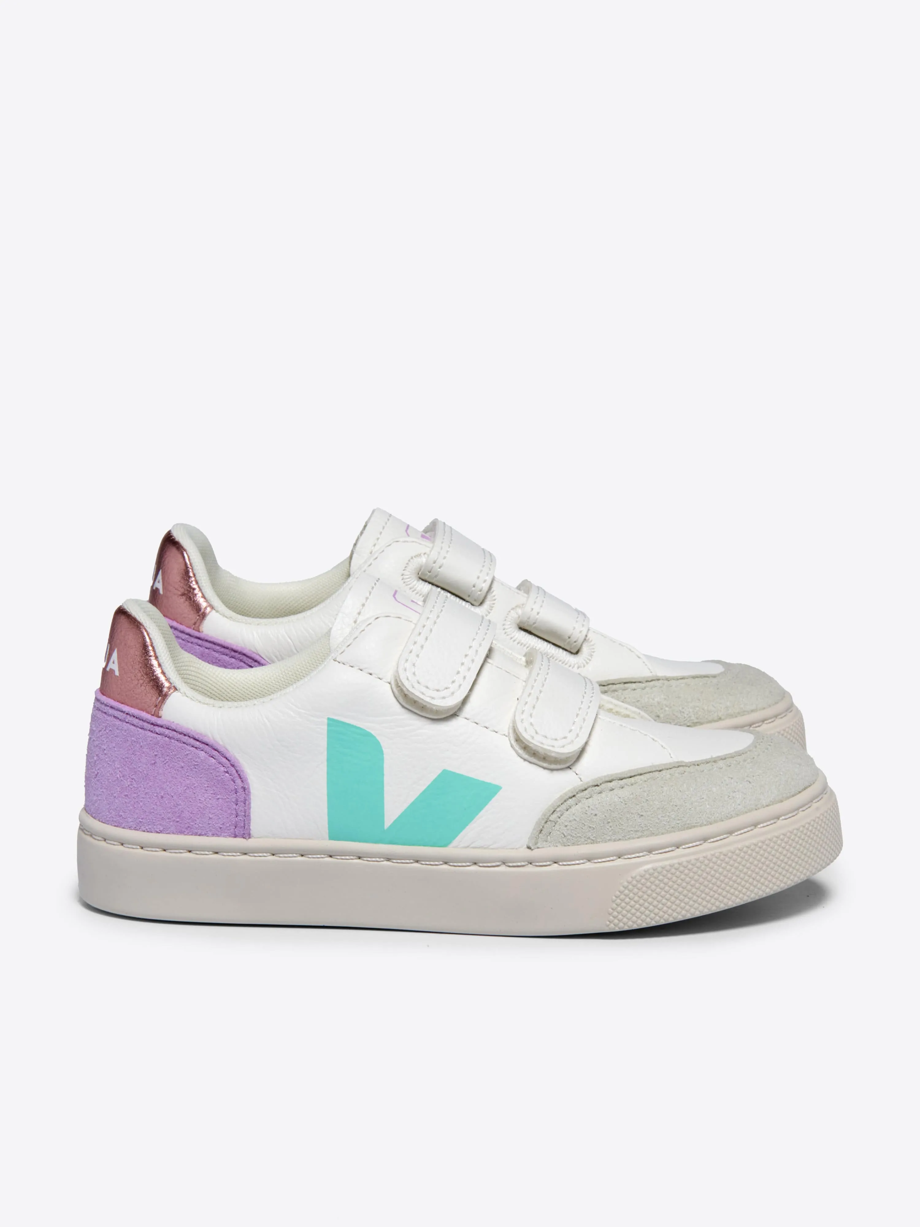 Girls Leather V-12 Trainers in White