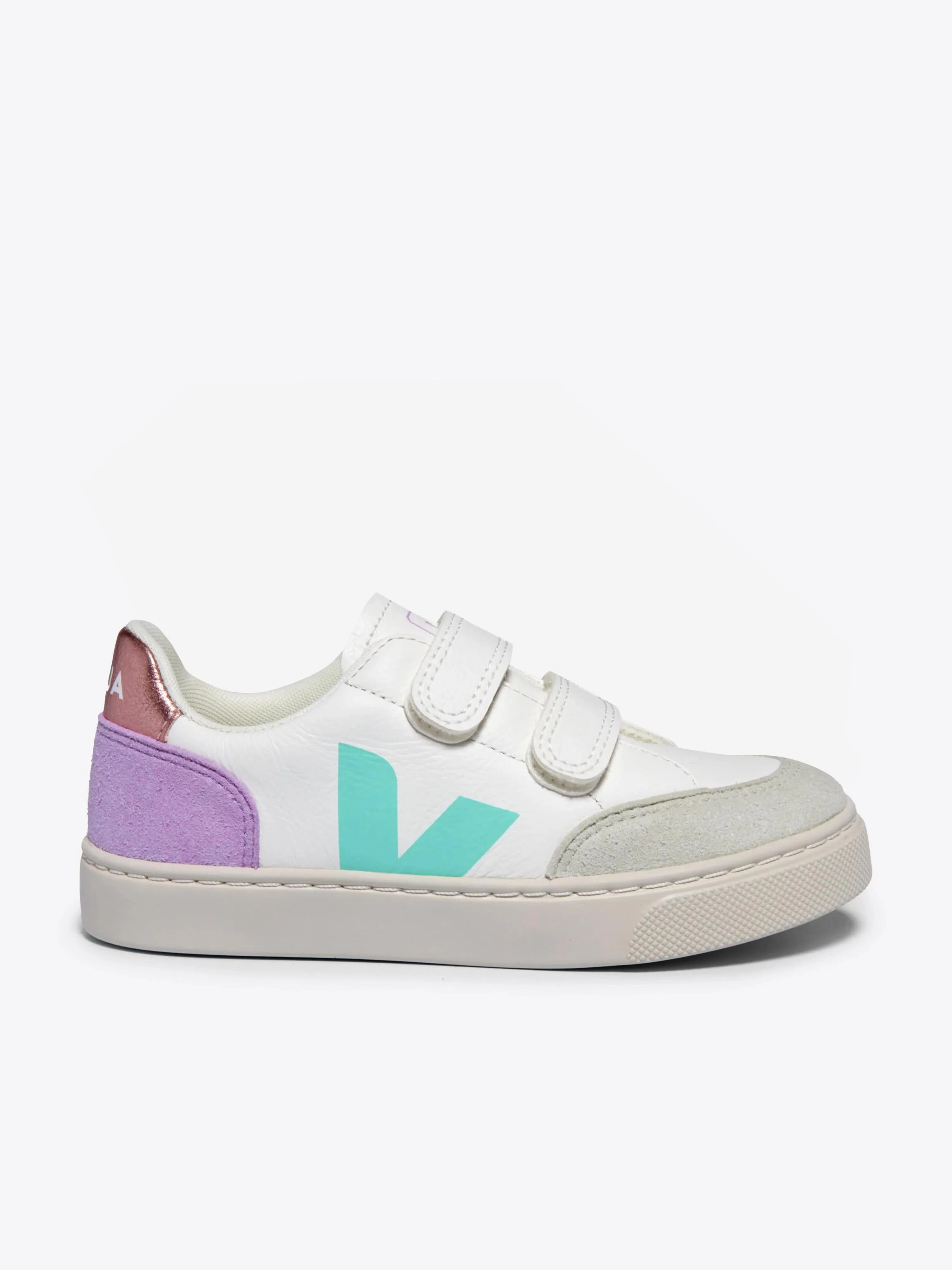 Girls Leather V-12 Trainers in White