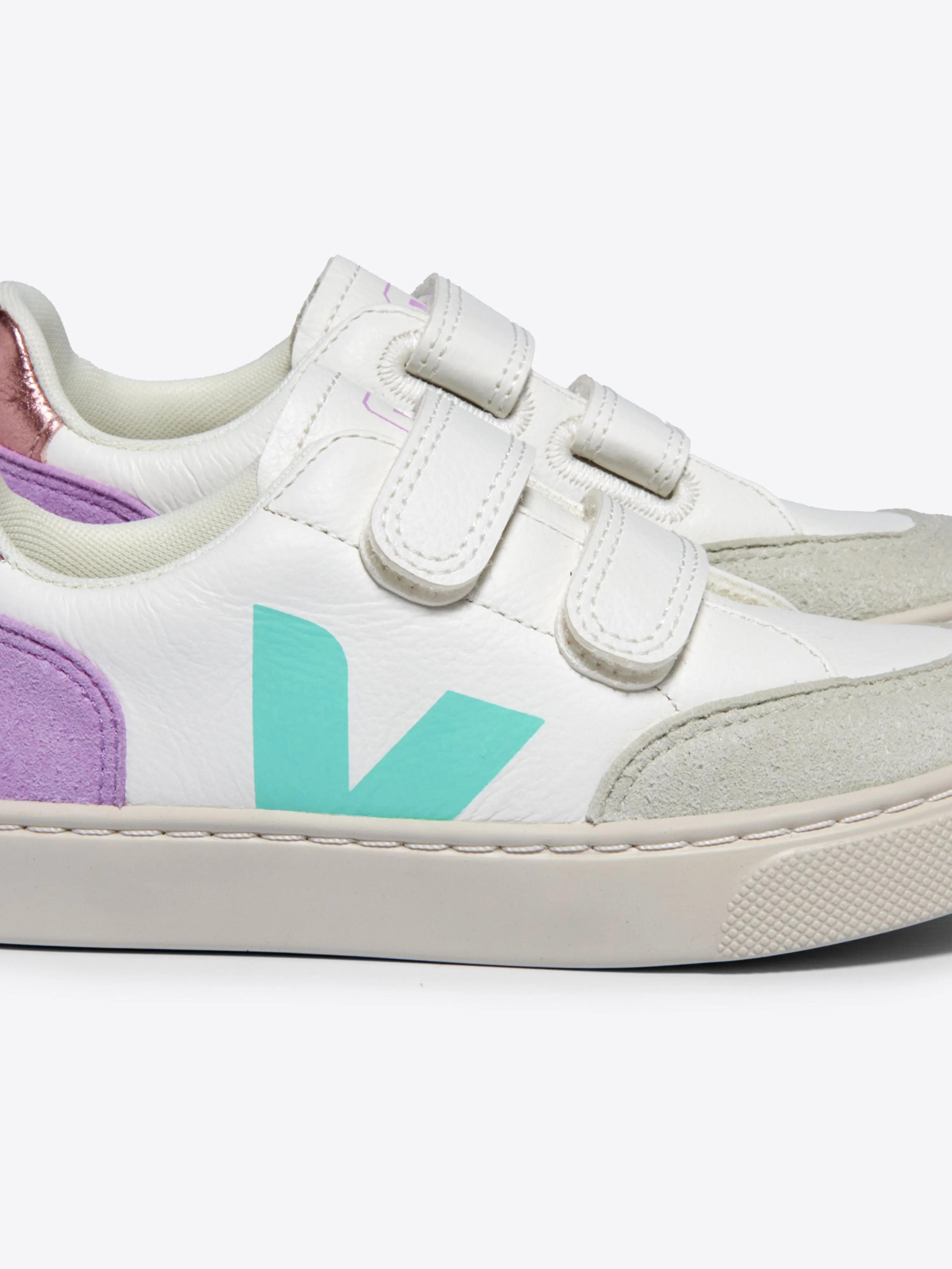 Girls Leather V-12 Trainers in White