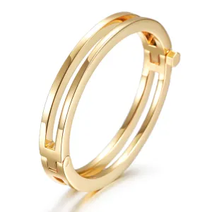 Golden hollow smooth bracelet-NSB1657ST