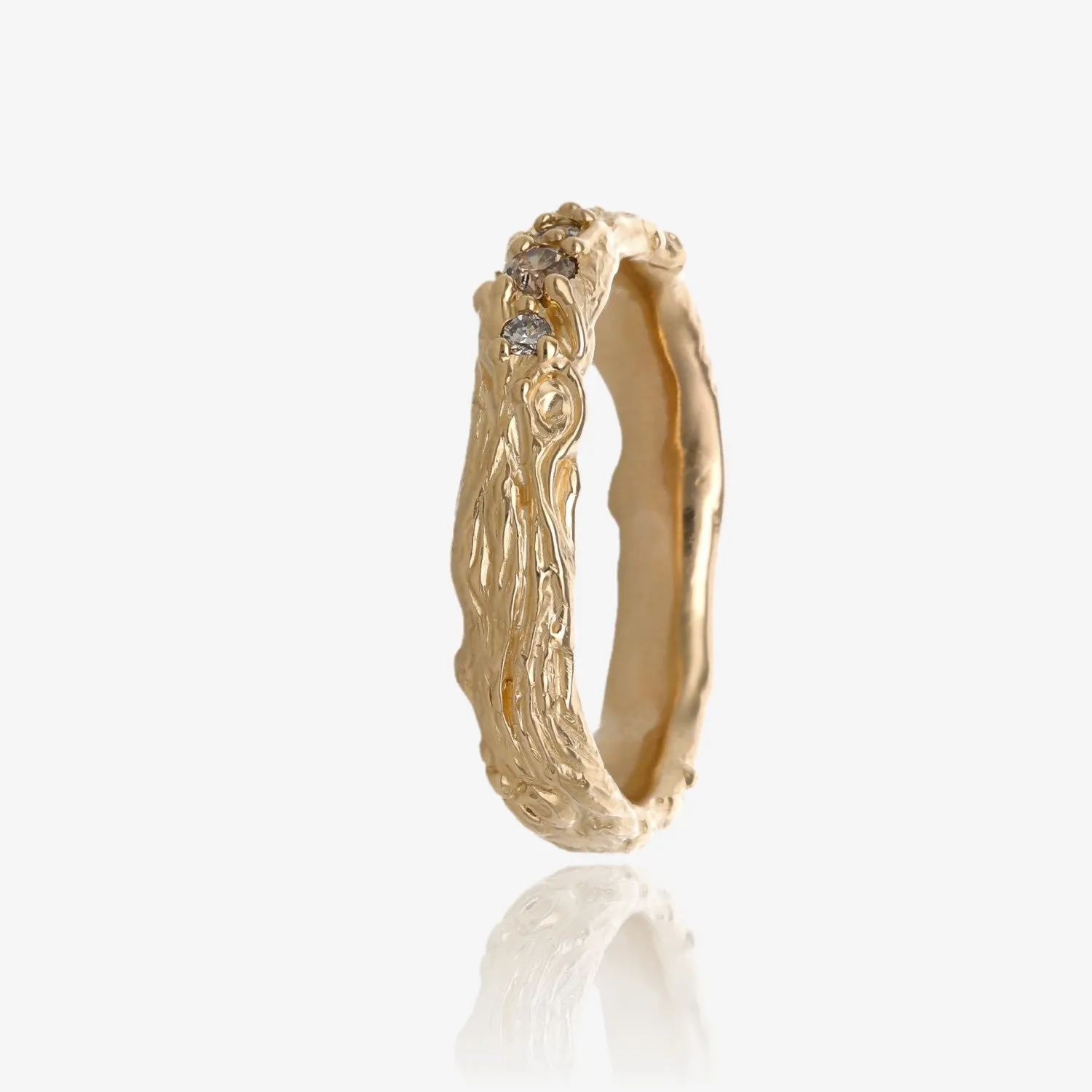 Golden Willow Branch Band with Honey Diamonds