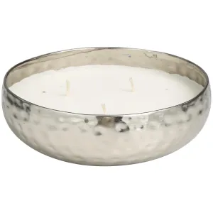 HAMMERED SILVER 3 WICK CANDLE -  WHITE SAGE