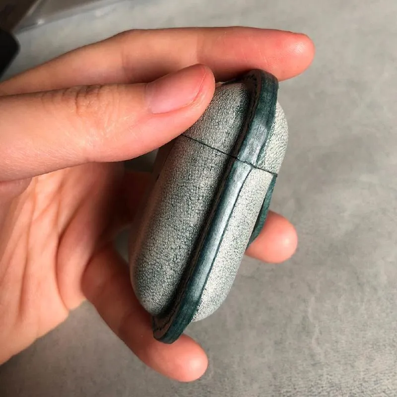 Handmade Green Leather AirPods 1,2 Case Leather AirPods Case 1,2 Airpod Case Cover