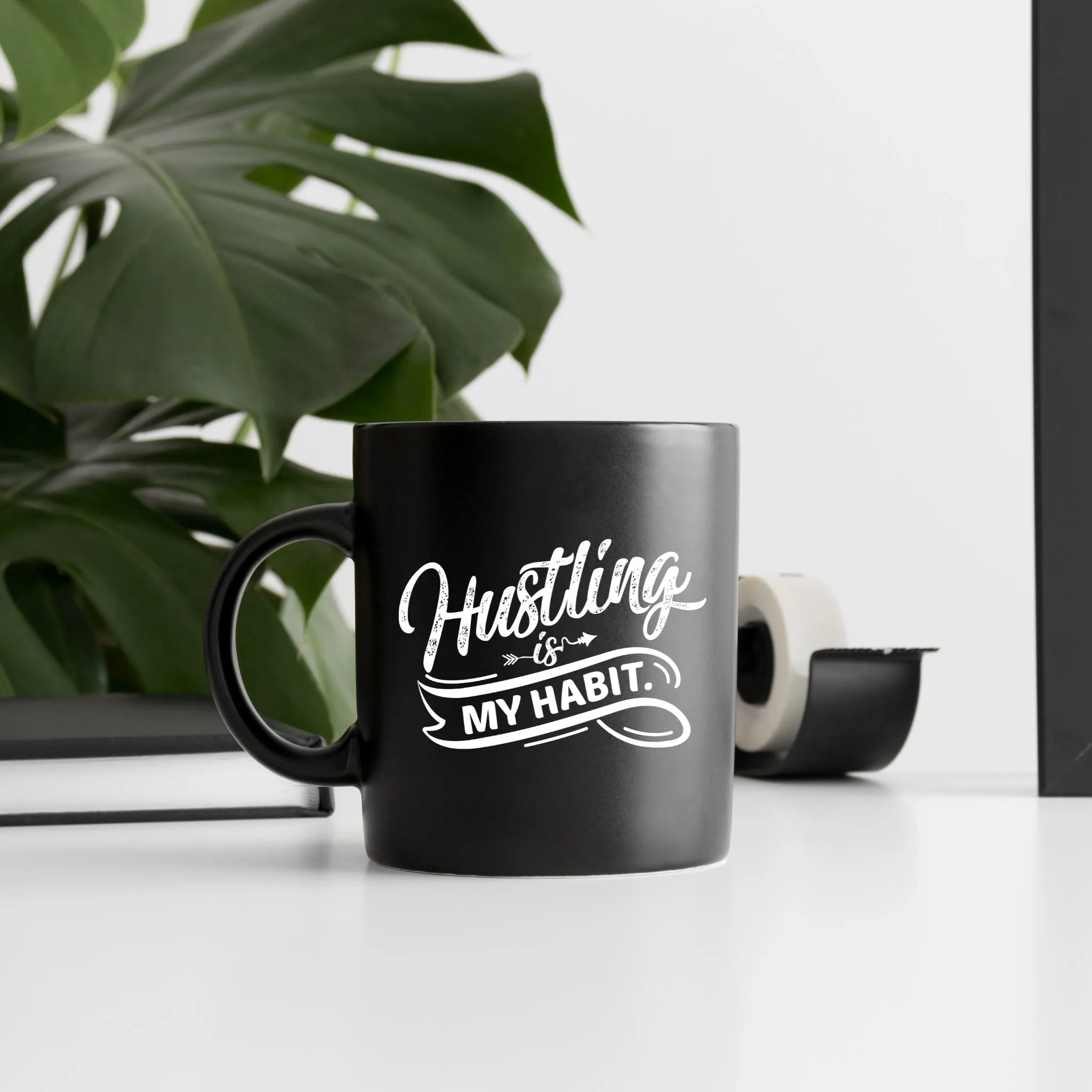 Hustling Is My Habit 15 oz Black Glossy Mug
