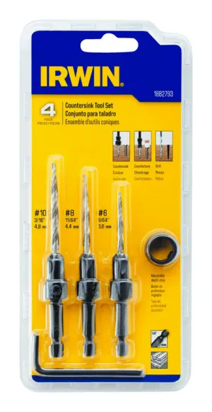 Irwin #6, #8 and #10 High Speed Steel Countersink 4 pc