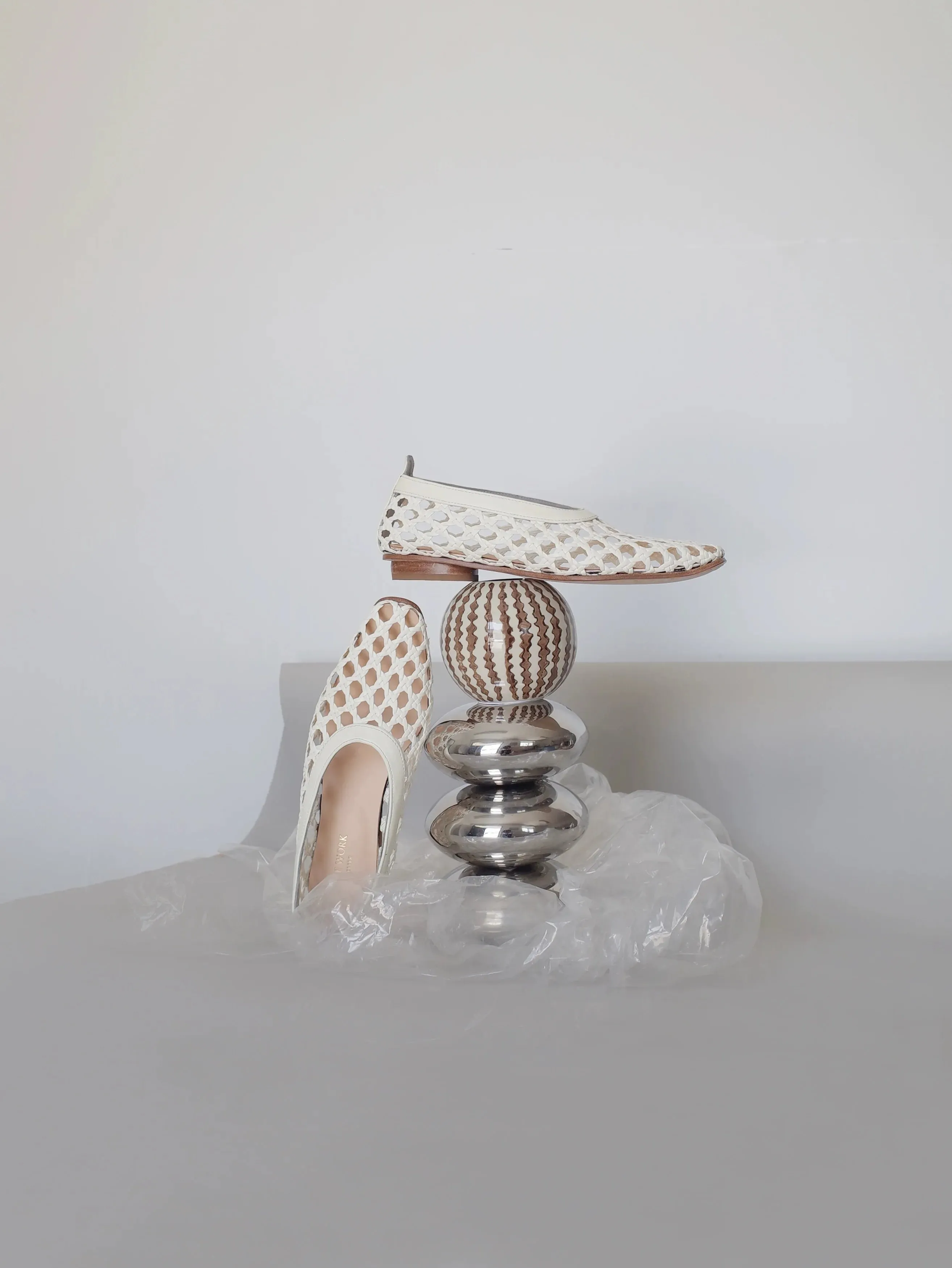Ivory Woven Flats