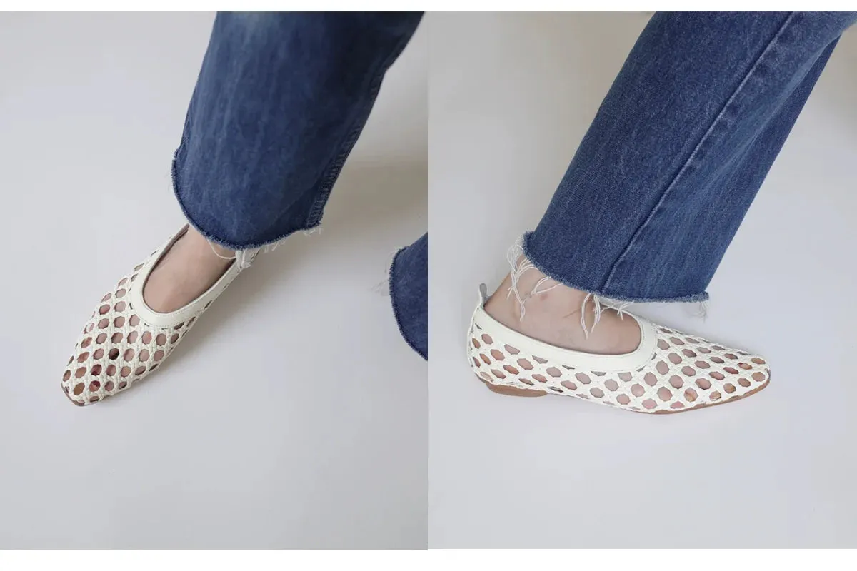Ivory Woven Flats