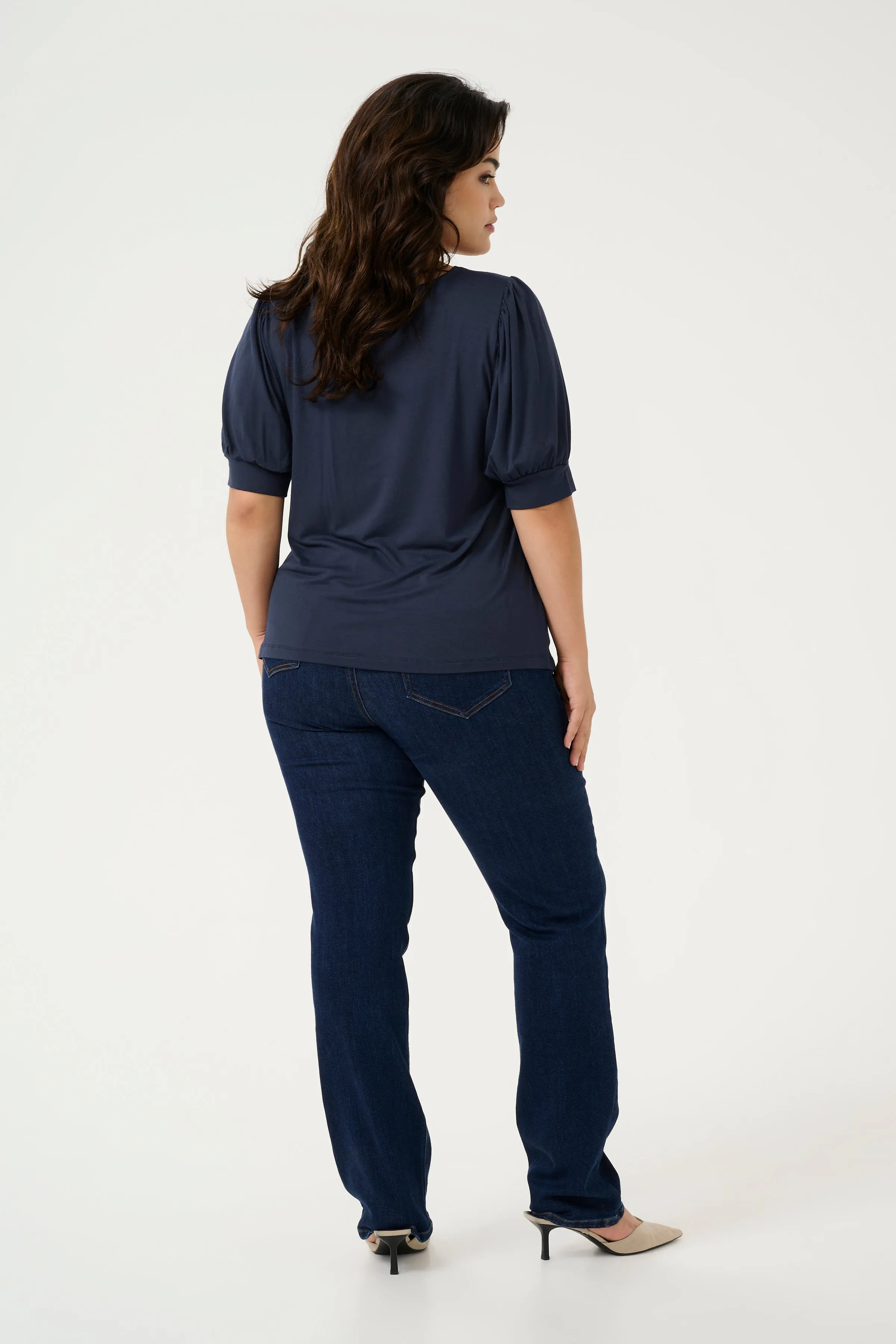 Kaffe Curve Sissy Blouse in Navy