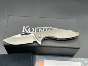 Koenig Mini Arius, M390 Blade - Burnished with Polished Flats, Smooth Ti Handles