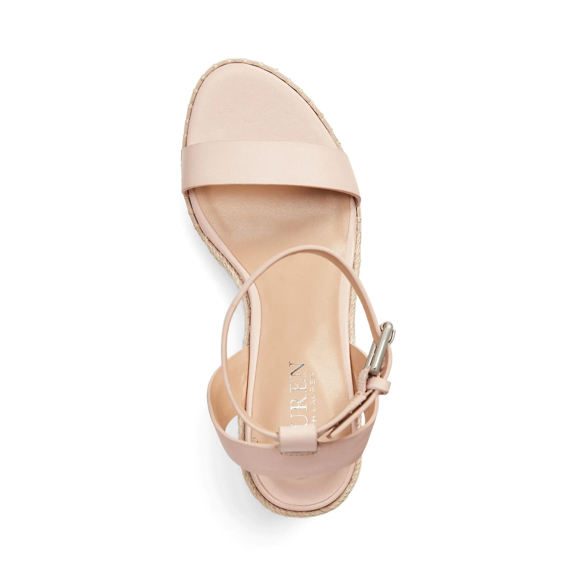 Lauren Ralph Lauren Women's Hilarie Leather Espadrille Platform, Light Pink, 5