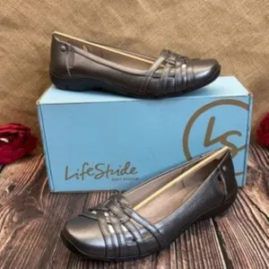 Life Stride Pewter Diverse Flats 8.5M
