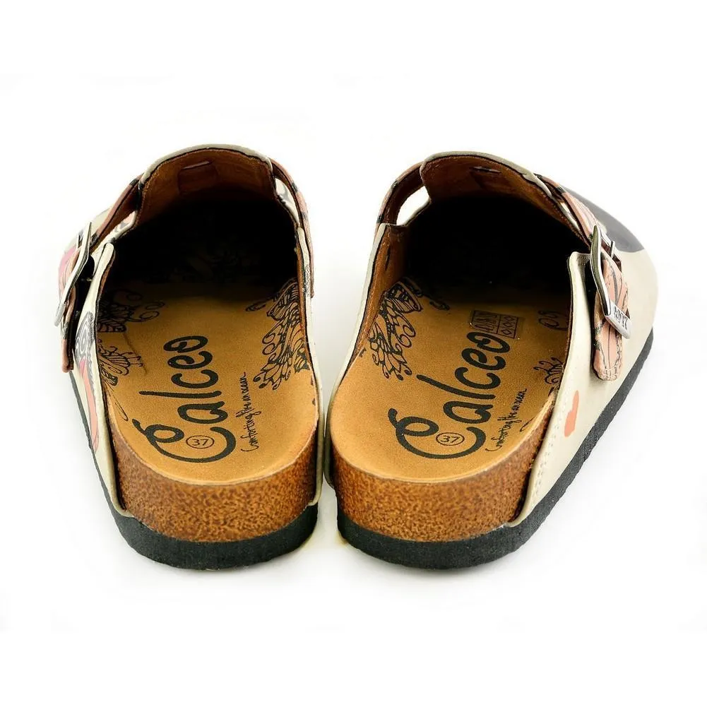 Light Pink, Black Striped and Black Cute Penguins Patterned Clogs - CAL347