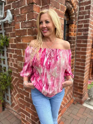 Lipstick Paisley Marble Bardot Top Katie