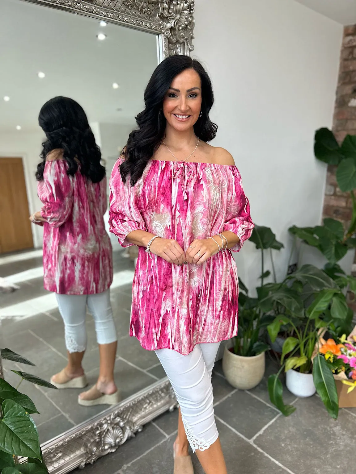Lipstick Paisley Marble Bardot Top Katie