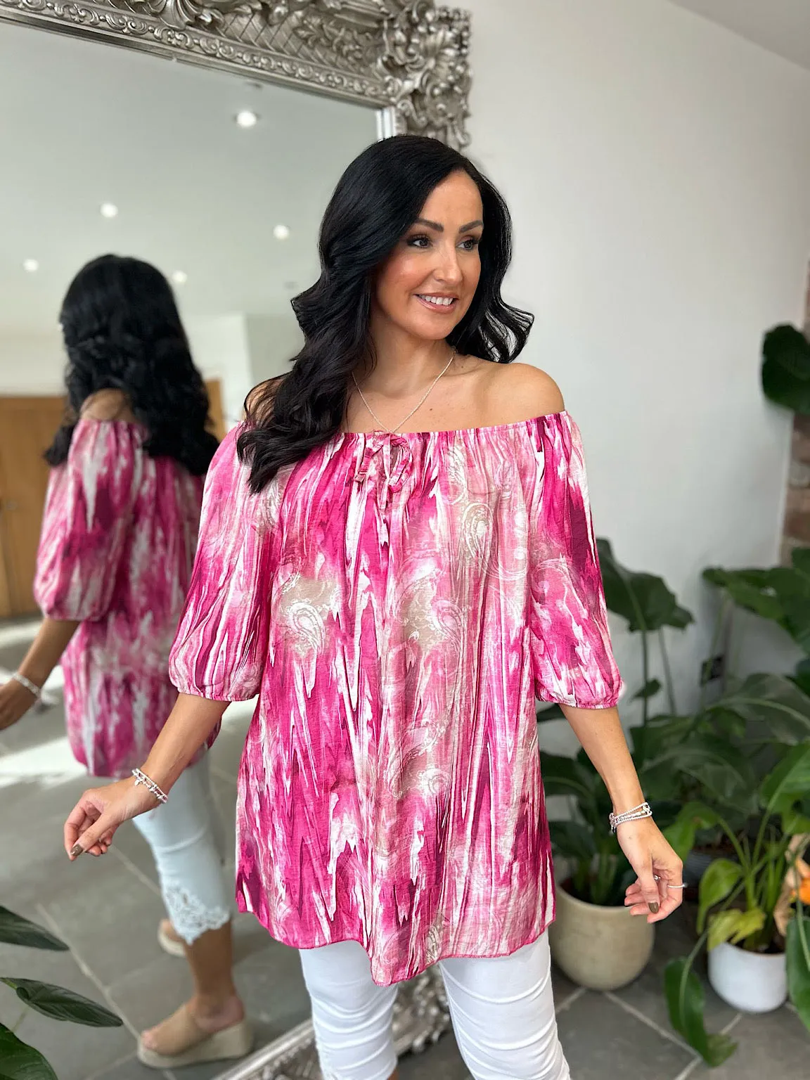 Lipstick Paisley Marble Bardot Top Katie