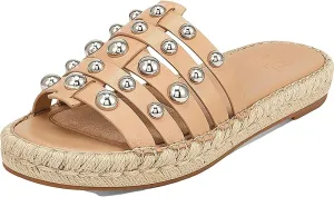 Marc Fisher LTD Womens Tamie Leather Slide Sandals Beige 6.5 Medium (B,M)
