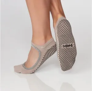 MARY JANE REGULAR TOE WITH TRIM - TAUPE W/ GLITTER