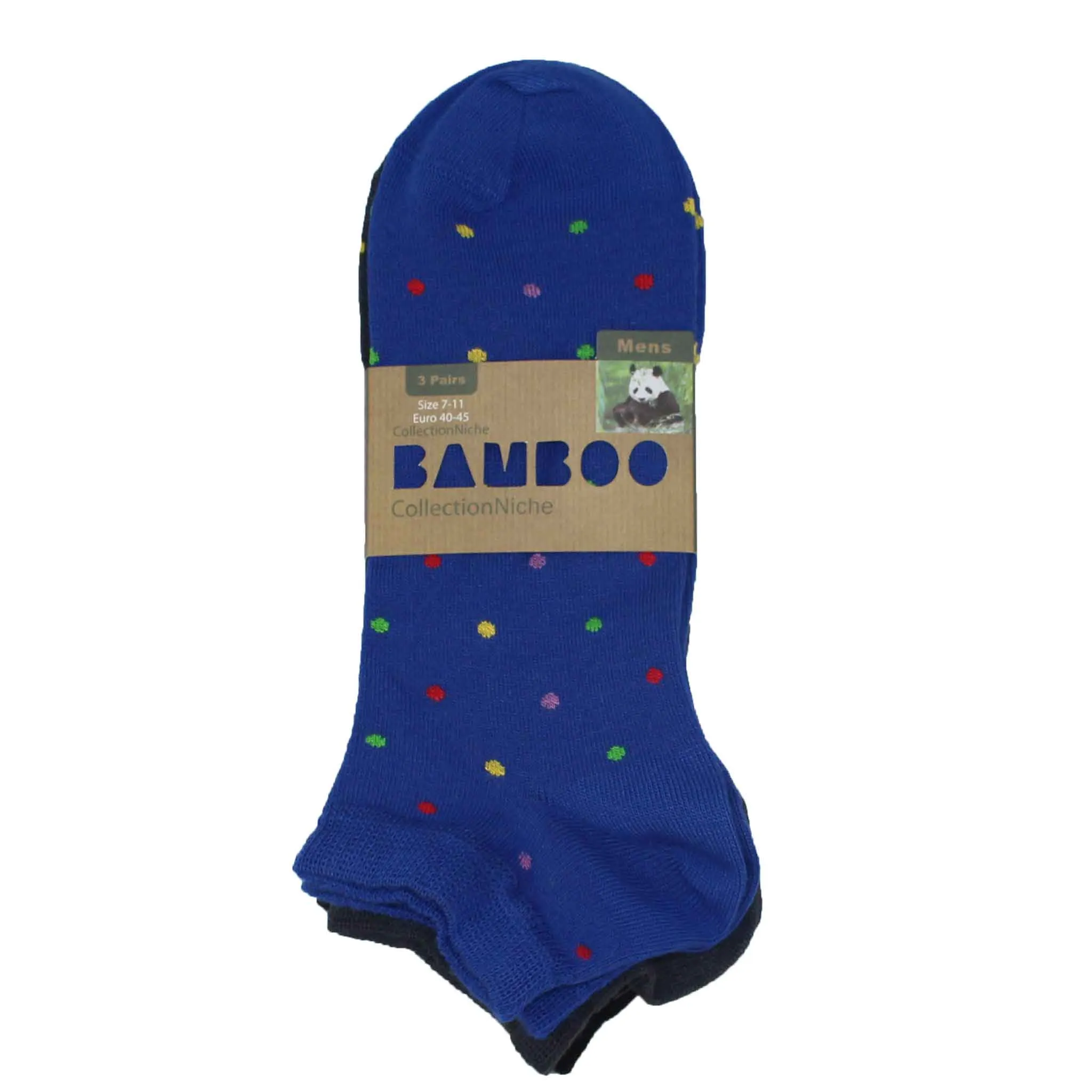 Men's 100% Bamboo Trainer Socks - Navy Small Dot