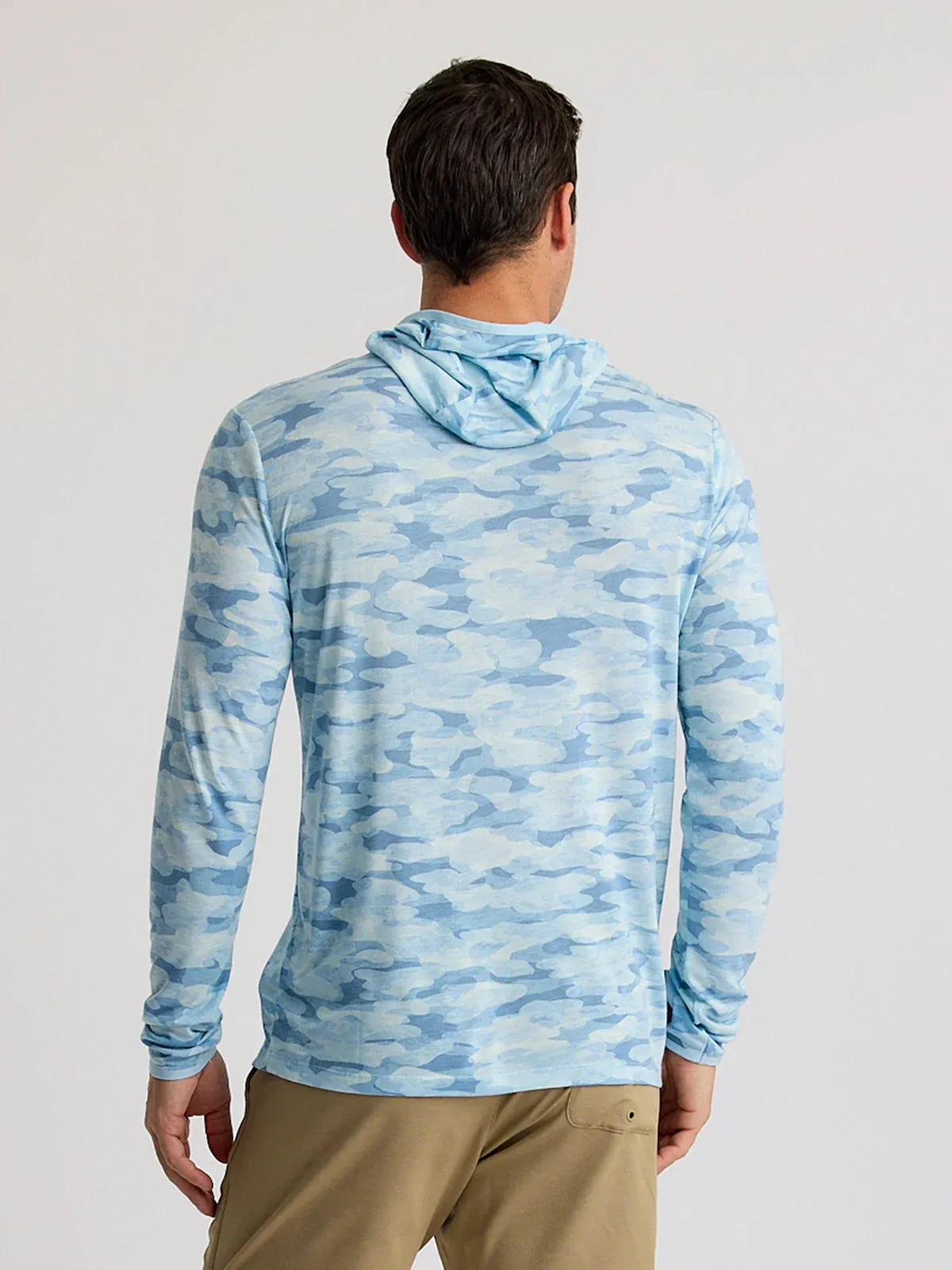 Men's Bamboo Lightweight Hoodie - Seasmoke Camo / Surf Blue