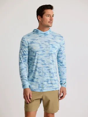 Men's Bamboo Lightweight Hoodie - Seasmoke Camo / Surf Blue