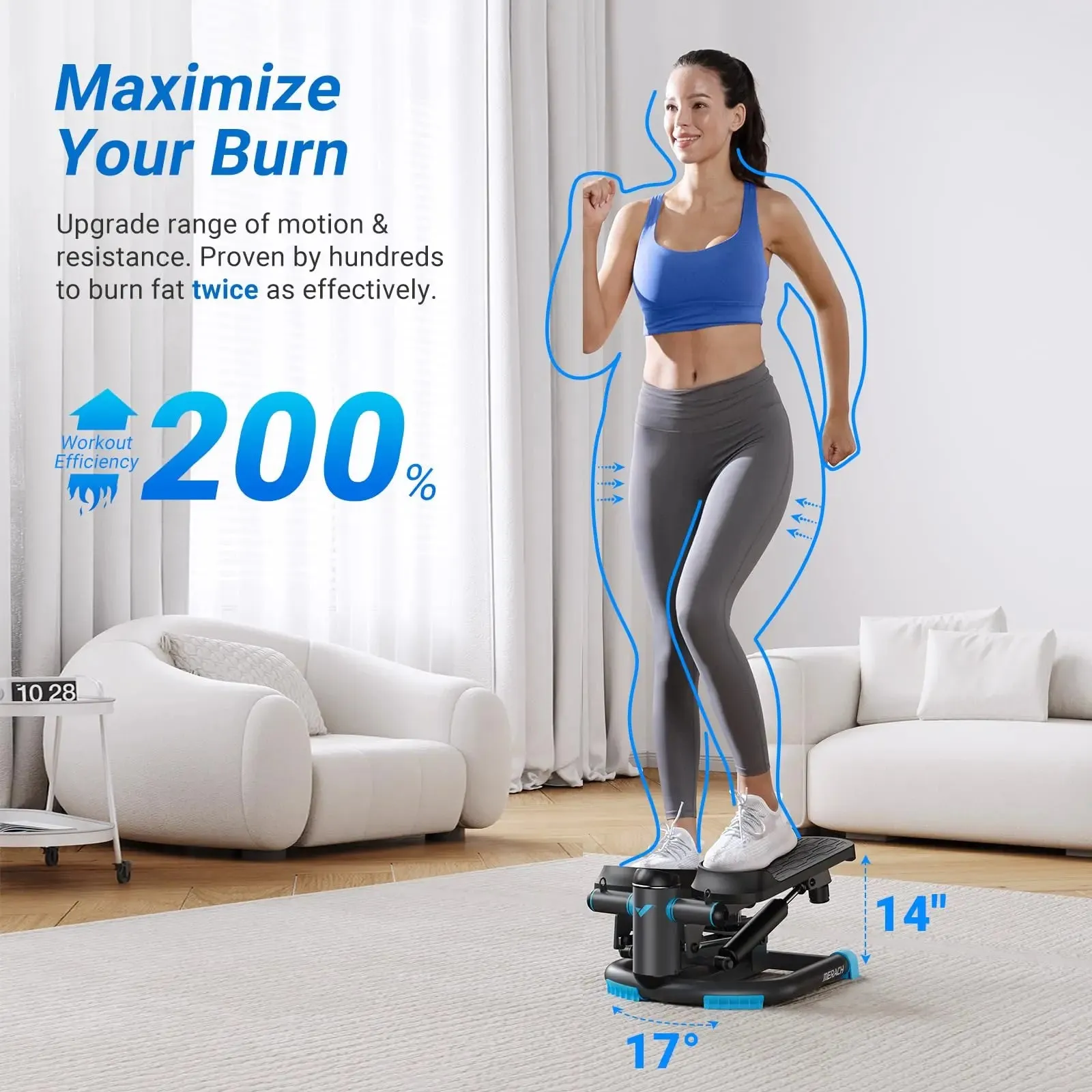 MERACH Dual-Action Stepper with Resistance Bands