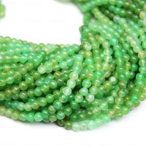 Natural Green Chrysoprase Smooth Round Ball Loose Gemstone Beads Strand 4mm 13"