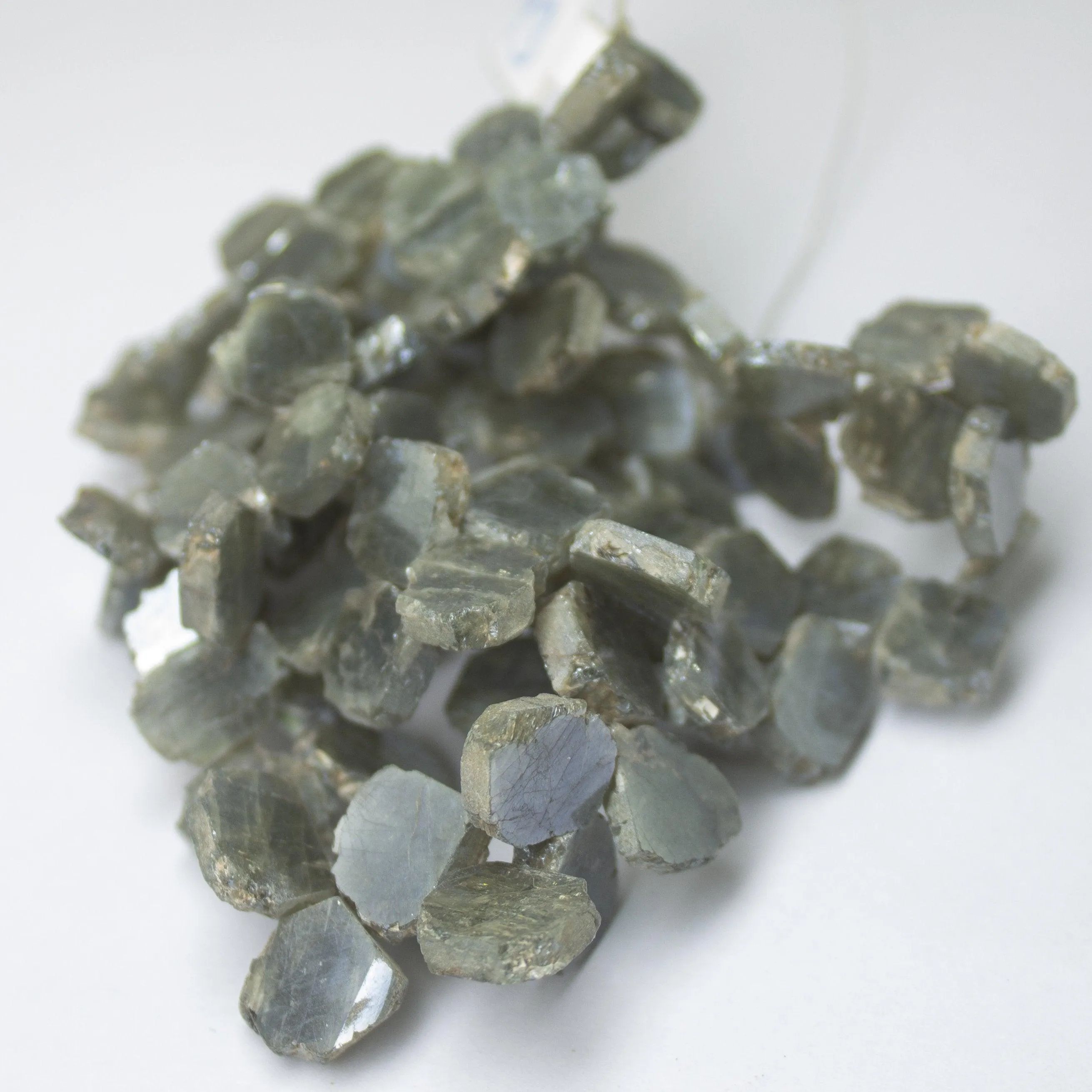 Natural Grey Silverite Smooth Slice Beads 9mm 10mm 16inches
