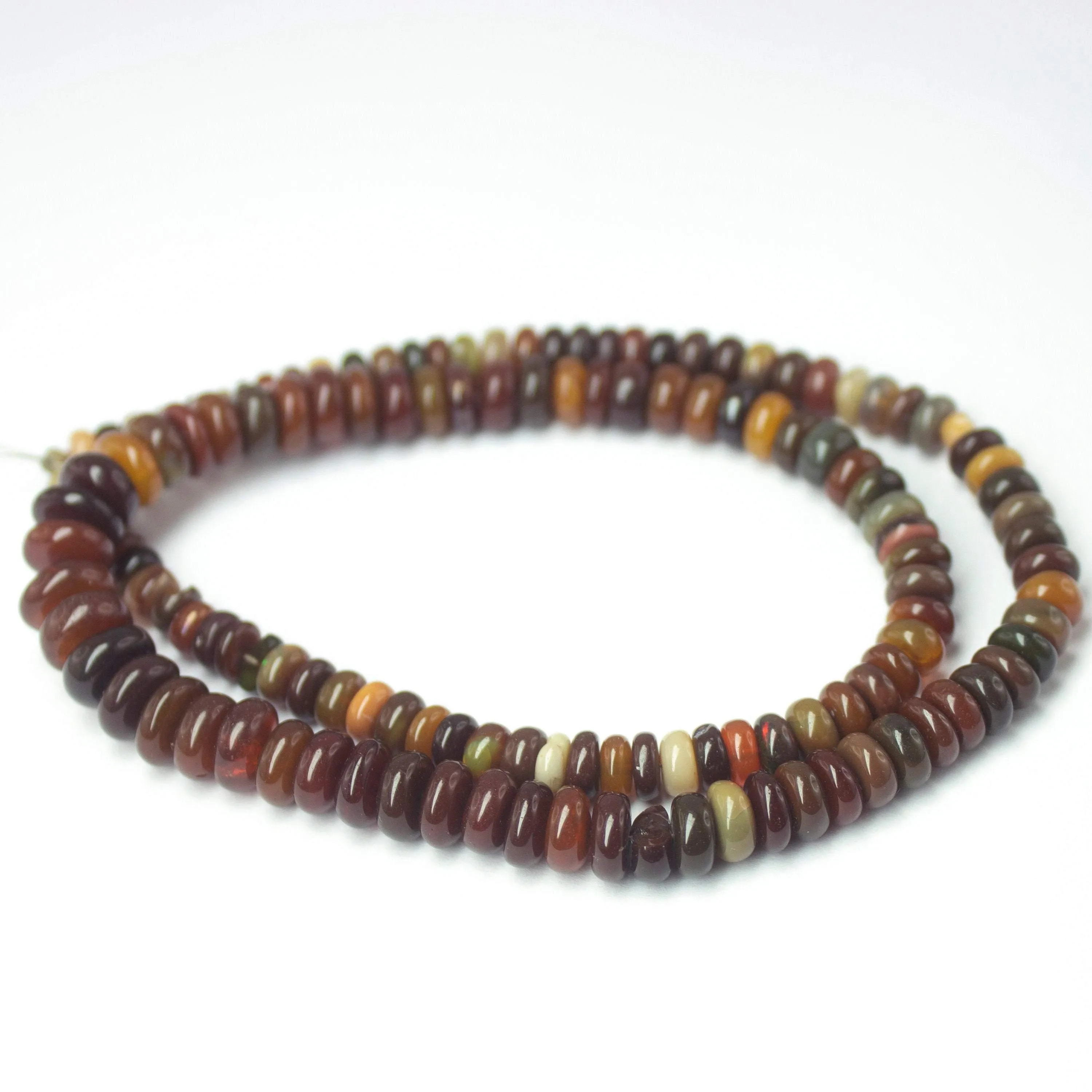 Natural Multi Color Ethiopian Opal Smooth Rondelle Beads 5.5mm 8.5mm 16inches